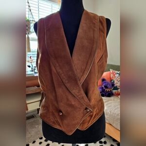 Vintage, Rare! Brown Suede (Leather) Vest,size 8 Festival Boho